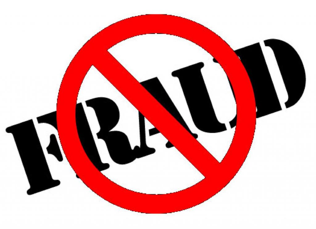 Business fraud and error, the word fraud with a red line through it, preventing business fraud
